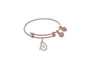 Brass with Pink Finish Charm Initial D on Pink Angelica Tween Bangle