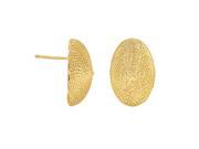 14kt Yellow Gold Shiny Textured 14x21mm Semi High Dome Oval Fancy Post Earring