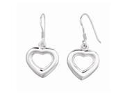 Silver with Rhodium Finish Shiny Puffed Open Heart Dangle Earring