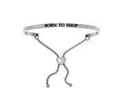 Stainless Steel Born To Shop with 0.005ct. Adjustable Friendship Bracelet
