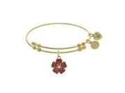 Brass with Yellow 5 Heart Flower Charm on Yellow Bangle
