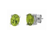 Silver with Rhodium Finish Post Earring with 5x3mm Peridot