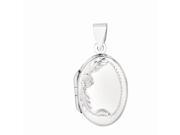 Silver with Rhodium Finish 15x20mm Shiny Engraved on Oval Locket Pendant