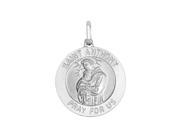 Silver with Rhodium Finish 21mm Shiny Textured Quarter Size Saint Anthony Pendant