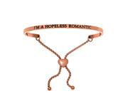 Stainless Steel Pk I m A Hopeless Romantic with 0.005ct. Adjustable Friendship Bracelet