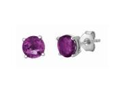 Silver with Rhodium Finish Post Earring with 5mm Amethyst