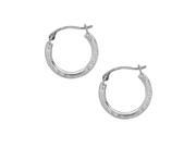 10k White Gold Shiny Diamond Cut Small Round Hoop Earring