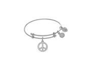Brass with White Peace Charm on White Angelica Tween Bangle