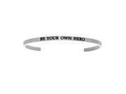 Stainless Steel Be Your Own Hero with 0.005ct. Diamond Cuff Bangle