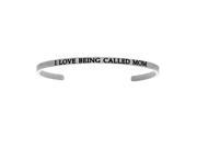 Stainless Steel I Love Being Called Mom with 0.005ct. Diamond Cuff Bangle