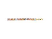 14k 7.25 Yellow White Rose Gold Textured Shiny Tri Color Weaved Type Bracelet