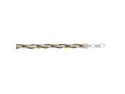 Silver 7.25 with Black Rhodium Yellow Finish Shiny Tri Color Weaved Bracelet
