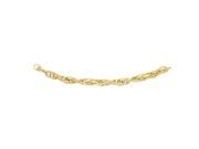 14kt 8 Yellow Gold Shiny Square Tube Multi Oval Link Textured Oval Link Bracelet