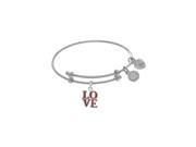 Yellow Finish Expandable Tween Brass Bangle with Love Charm In White Finish