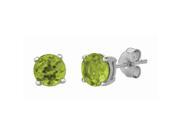 Silver with Rhodium Finish Post Earring with 5mm Peridot