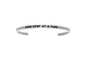 Stainless Steel one Step At A Time with 0.005ct. Diamond Cuff Bangle
