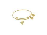 Yellow Finish Expandable Tween Brass Bangle with Dragonfly Charm