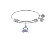 Brass with White Created Opal Crab Charm on White Angelica Bangle