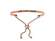 Stainless Steel Pk Live Love Laugh with 0.005ct. Adjustable Friendship Bracelet