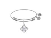 Brass with White Charm with Clear Center White Cubic Zirconia on White Bangle