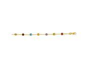 14k Yellow Gold 10 1.1mm Cable Chain Link with Alternate Round Faceted 5 Color Stone
