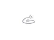 14k White Gold Shiny Cuff Type Toe Ring 2 Small Heart with White Cubic Zirconia