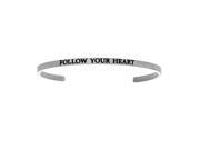 Stainless Steel Follow Your Heart with 0.005ct. Diamond Cuff Bangle