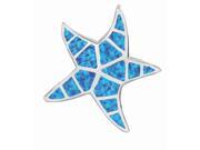 Silver with Rhodium Finish Shiny Created Opal Starfish Pendant