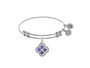 Brass with White Charm with Purple White Cubic Zirconia on White Bangle
