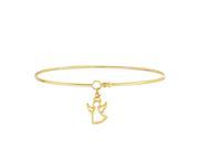 14kt Yellow Gold Shiny Thin Bangle with Open Silhouette Angel Charm