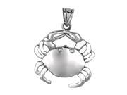 Silver with Rhodium Finish Shiny Crab Sea Life Pendant