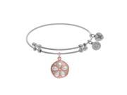 Brass with Pink White Finish Charm on White Angelica Bangle Sanddollar