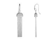 Silver Rhodium Finish Shiny Diamond Cut 72x15mm Multi Strand Bead Chain Earring