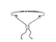 Stainless Steel Life Is Beautiful with 0.005ct. Adjustable Friendship Bracelet