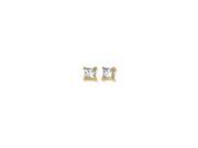 14k Yellow Gold Shiny 8.0mm Square Faceted White Cubic Zirconia Stud Earring