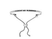 Stainless Steel I Count My Blessings with 0.005ct. Adjustable Friendship Bracelet