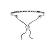 Stainless Steel Never Forget Where You Came From with 0.005ct. Adjustable Friendship Bracelet