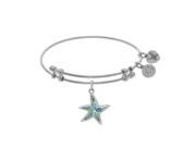 Brass with White Created Opal Starfish Charm on White Bangle