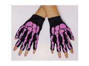 Bone Fingerless Black Pink Gloves Accessory