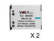 Voltsonic 700mAh Li Ion Rechargeable Digital Camera Battery for Nikon EN EL19 2 Pack