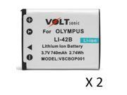 Voltsonic 740mAh Li Ion Rechargeable Digital Camera Battery for Olympus LI 42B 2 Pack