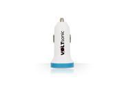 Voltsonic VSMCH 2WBL Signature 2.1A 1A Dual USB Car Charger with LED Ring Blue White
