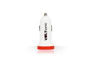 Voltsonic VSMCH 2WO Signature 2.1A 1A Dual USB Car Charger with LED Ring Orange White