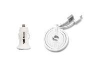 Voltsonic 3.1A Compact Mini Low Profile Dual USB Flexible Charge Car Charger with Flatline Cable