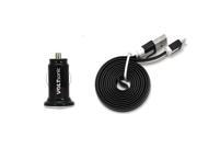 Voltsonic 3.1A Compact Mini Low Profile Dual USB Flexible Charge Car Charger with Flatline Cable