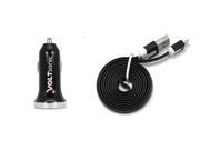 Voltsonic Signature 3.1A Dual USB Rapid Charge Car Charger with LED Ring with Flatline Cable