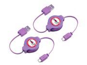 Voltsonic 2 Pack Retractable Data Cable Sync Charge Micro USB to USB 2.0