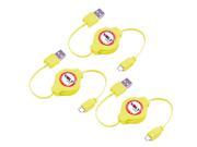 Voltsonic Retractable Data Cable Sync Charge Micro USB to USB 2.0 3 Pack
