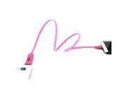 Voltsonic 3Ft EL LED Light Flow Current Luminous Glow Micro USB 2.0 Sync N Charge Data Cable for Android and Windows Compatible Mobile Devices Pink Cable Whi