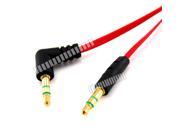 Red 1M 3.3Ft Right Angle 3.5mm Audio Cable 90 Degree 3.5mm Male to Male Cable Audio Jack AUX Stereo Gold Plated Terminal for Headset Speaker Tablet Mobile Cell